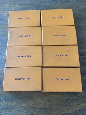 Louis Vuitton Orange Boxes with Navy Logo - Set of 8